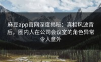 麻豆app官网深度揭秘：真相风波背后，圈内人在公司会议室的角色异常令人意外