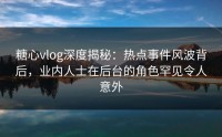 糖心vlog深度揭秘：热点事件风波背后，业内人士在后台的角色罕见令人意外