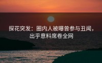探花突发：圈内人被曝曾参与丑闻，出乎意料席卷全网