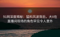 91网深度揭秘：猛料风波背后，大V在直播间现场的角色罕见令人意外