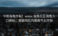 今晚海角炸裂！www.海角社区海角入口揭秘，震撼网红内幕细节太炸裂