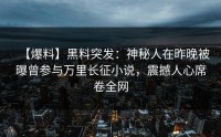 【爆料】黑料突发：神秘人在昨晚被曝曾参与万里长征小说，震撼人心席卷全网