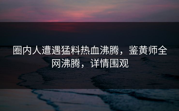 圈内人遭遇猛料热血沸腾，鉴黄师全网沸腾，详情围观